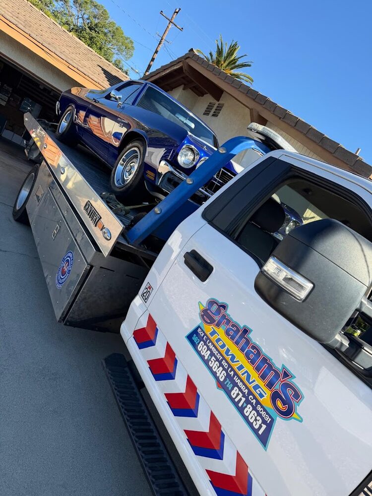 A classic Chevelle on a Graham's Towing flatbed